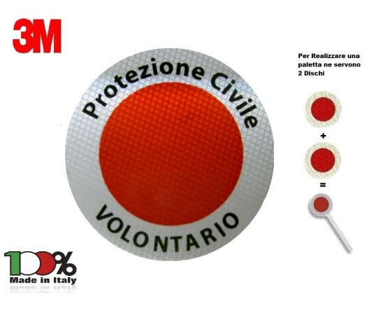 Adesivo 3M Per Paletta Rosso Protezione Civile Volontari Senza Logo Art. R00127