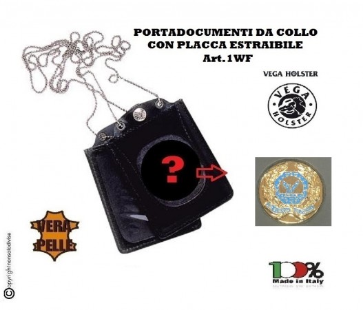 Portatessera e Portaplacca da Collo in Pelle AEOP A.E.O.P. Ass. Nazionale Operatori Polizia  Vega Holster Italia  Art. 1WF122