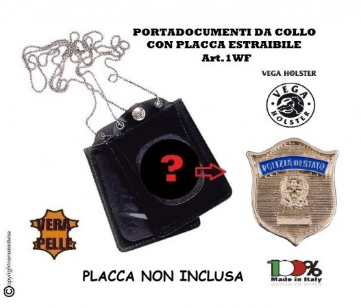 Portatessera e Portaplacca da Collo PLACCA NON INCLUSA Polizia di Stato Vega Holster Art. 1WF102