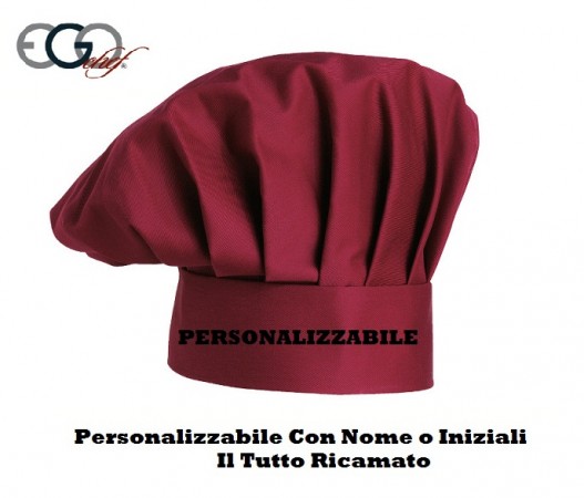 Cappello Cuoco Chef EGO CHEF Italia Colore Bordeaux Art.7000003C