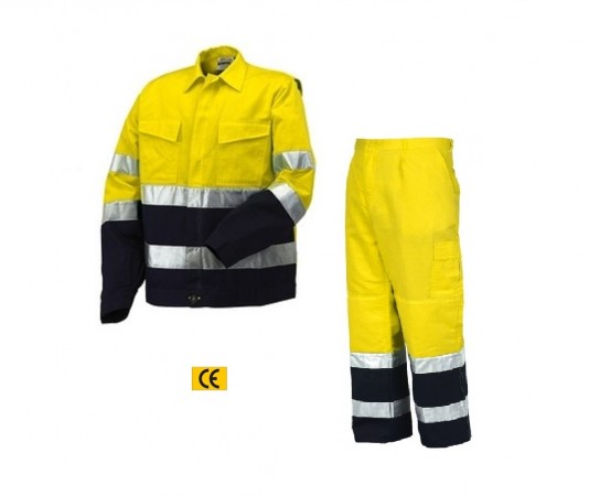 Completo Giubbino + Pantaloni  Alta Visibilità AV Bicolor Protezione Civile Soccorso Emergenza Certificato  Starter Art. 8445-8430N