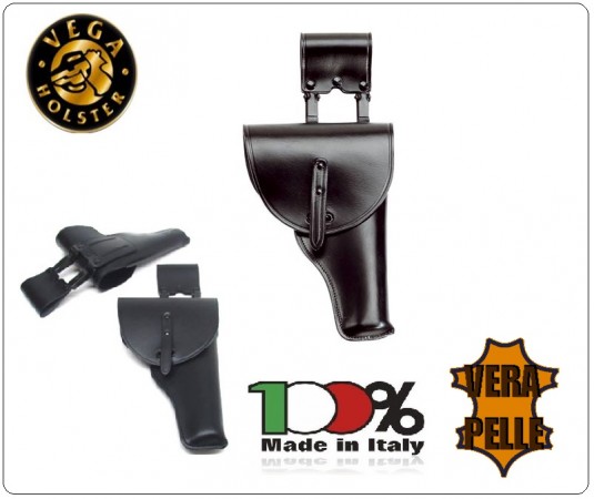 Fondina Ordinanza Carabinieri Guardie Giurate Vigilanza Pelle Nera Vega Holster Art. S100