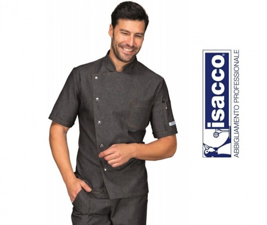 Giacca Cuoco Chef Isacco Belfast Black Jeans Manica Corta  Kochjacke куртка ジャケッ Art. 057241M