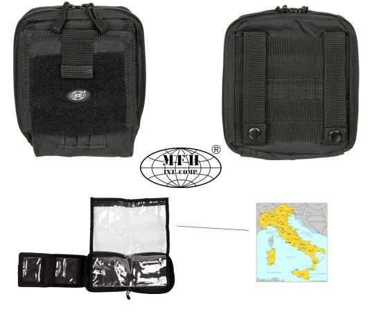 Borsetto Tasca Utility Militare per Tattico o Zaino Sistema M.O.L.L.E. Porta Mappa ed Accessori Nero MFH Art. 30604A