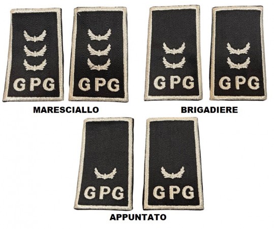 Tubolari Ricamati Bordo Argento Fondo Nero  GPG - GPGIPS - Appuntato Brigadiere Maresciallo Art. CSM-GLOBAL
