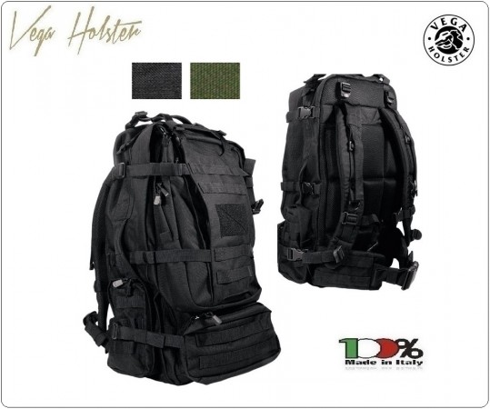 Zaino M.O.L.L.E. Militare Warrior in Cordura Nera o Verde Vega Holster Italia Esercito Marina SWAT  Art. 2ZM16