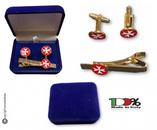 Sovrano Militare Ordine Di Malta Gemelli E Fermacravatta Set idea Regalo Art. O-M-XX