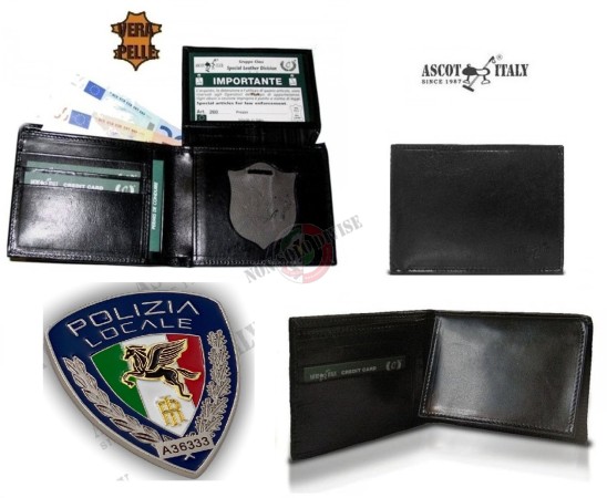 Portafoglio Portadocumenti POLIZIA LOCALE Pegaso  Modello Plus Extra Ascot Italia VENDITA RISERVATA Art. 260AS19