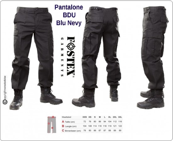 Pantaloni BDU Operativi Multi Tasche OP Ordine Pubblico Blu Notte  Personalizzabili con Ricamo Vigilanza Polizia Privata Guardie Giurate Art.111211-B