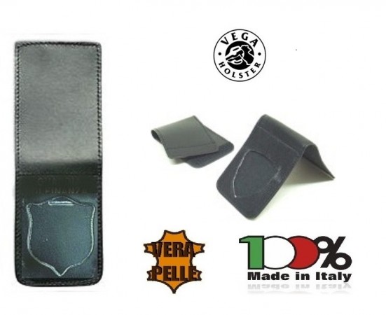 Patella pelle + Fregio per portafogli 1WE Polizia di Stato  Operativi Vega Holster Italia Art.1WH86