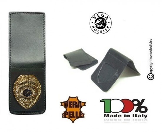 Patella pelle + Fregio per portafogli 1WE Sicurezza Vigilanza Privata Vega Holster Italia  Art. 1WH48