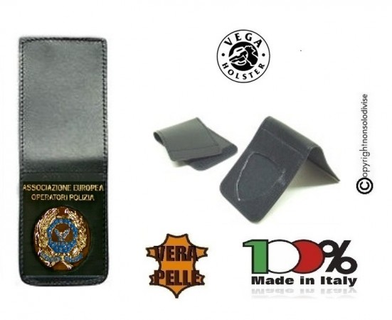 Patella pelle + Fregio per portafogli 1WE A.E.O.P. Ass. Europea Operatori di Polizia Vega Holster Italia Art. 1WH122
