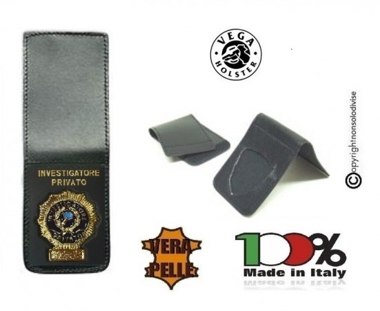 Patella pelle + Fregio per portafogli 1WE Investigatore Privato Vega Holster italia Art.1WH76