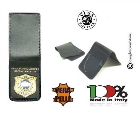 Patella pelle + Fregio per portafogli 1WE A.E.O.P. Ass. Europea Operatori di Polizia Vega Holster Italia Art. 1WH124