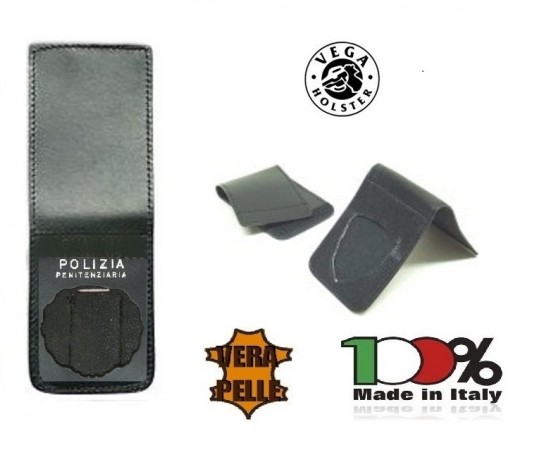 Patella pelle + Fregio per portafogli 1WE Polizia Penitenziaria  Operativi Vega Holster Italia Art. 1WH10