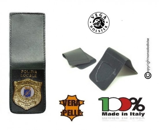 Patella pelle + Fregio per portafogli 1WE Polizia Locale Vega Holster Italia Art. 1WH113