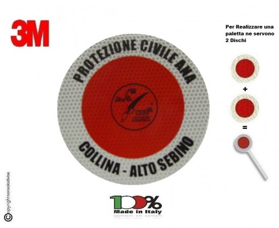 Adesivo 3M Per Paletta Rosso Protezione Civile + A.N.A  Associazione Nazionale Alpini Art. R0030