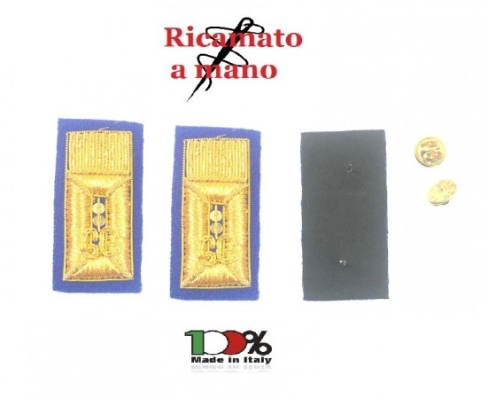 Coppia Alamari Canuttiglia Ricamati a Mano Guardie Giurate Truppa per Giacca e Camicia cm 6.00x3.00 Art. NSD-GGX