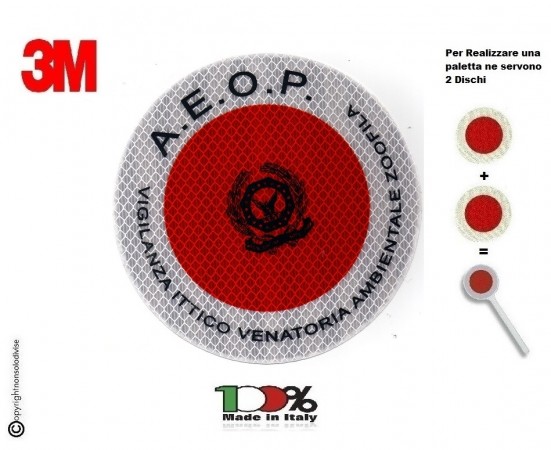 Adesivo 3M Per Paletta Rosso A.E.O.P. Associazione Europea Operatori di Polizia Vigilanza Ittico Venatoria Art. R-AEOP-VIV