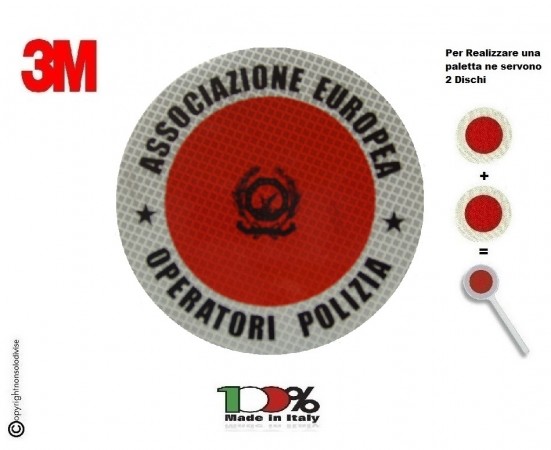 Adesivo 3M Per Paletta Rosso A.E.O.P. Associazione Europea Operatori di Polizia Modello 2 Art. R0013