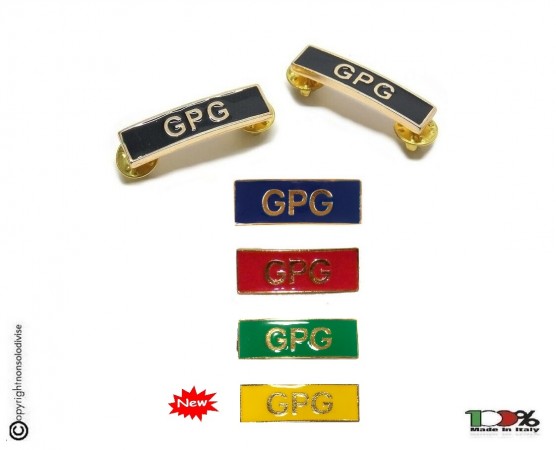 Coppia Spille da Spallina Guardia Particolare Giurata  G.P.G.  GPG  Blu o Verde Rosse Gialle Metallo Smaltato Guardie Giurate Art. T00416