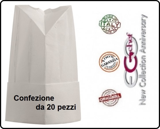 Cappello Berretto Cuffia Moon Carta TNT Chef Cuoco H25 Confezione 20 pezzi Ego Chef Italia Art.Y648000x20