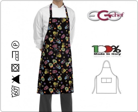 Grembiule Cucina Pettorina con Tascone cm 90x70 Mexico Colorato Ego Chef Italia Art. 6103148A