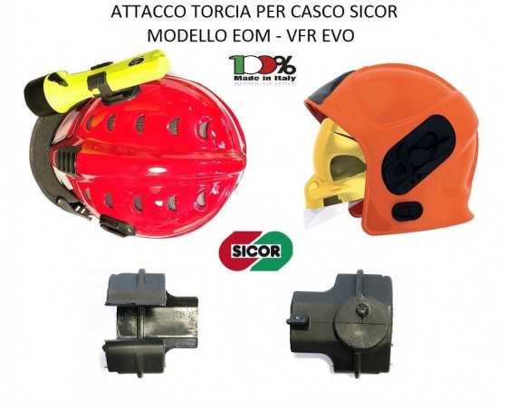 Attacco Torcia Porta Lampada Nuovo Casco Sicor VFR EVO e EOM Vigili del Fuoco VVFF  Art. EVO-X