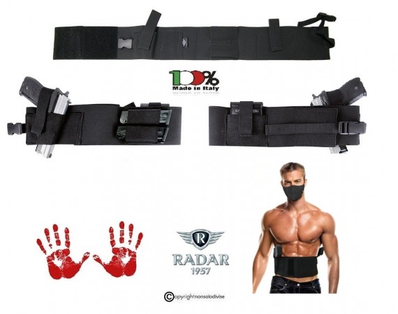 Fascia Elastica Multitasche con Fondina In borghese per Pistola e Accessori Destra o Sinistra  Porto Occulto Insice Pants Holster Radar 1957 Italia Polizia carabinieri Vigilanza GPG IPS  Amazon Art. 5142-9011A