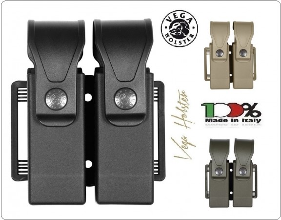 Doppio Porta Caricatore Bifilare Universale Vari Colori Vega Holster Italia Polizia Carabinieri Guardie Giurate GPG IPS Art.8DMH01