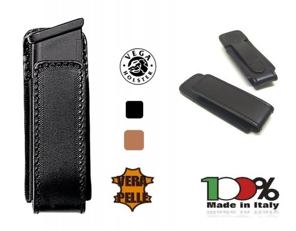 Porta Caricatore Portacaricatore Pelle Aperto Nero o Marrone da Cintura Vega Holster Italia Art. 1P05 