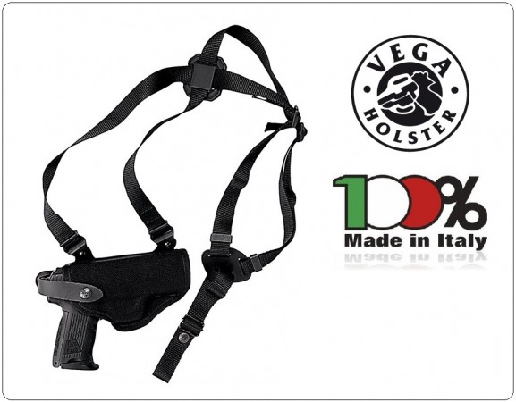 Fondina Professionale Ascellare Orizzontale e da Cintura Cordura per Polizia Carabinieri Vigilanza Vega Holster Italia Art. FO2