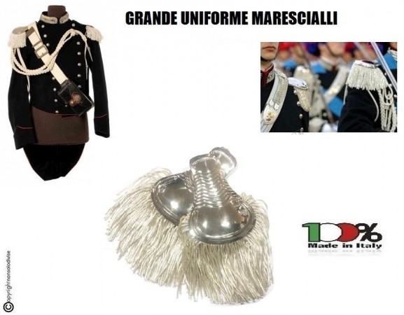 Coppia di Spalline Uniforme Storica GUS Carabinieri Argento + Argento Grande Uniforme Maresciallo Art. NSD-GUS-AA