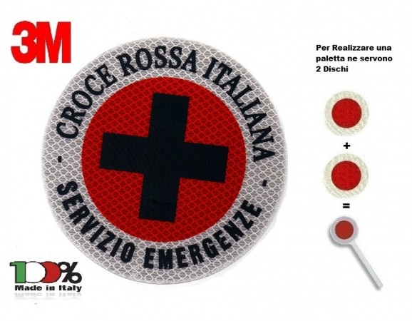 Adesivo di Ricambio 3M Per Paletta Rosso CROCE ROSSA ITALIANA SEVIZIO EMERGENZA Art. AD-CRISE