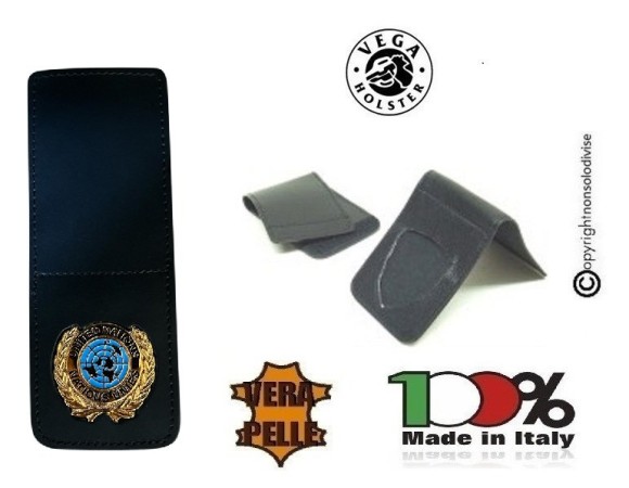 Patella pelle + Fregio per portafogli 1WE ONU UNITED NATIONS  Vega Holster Italia Art. 1WH11