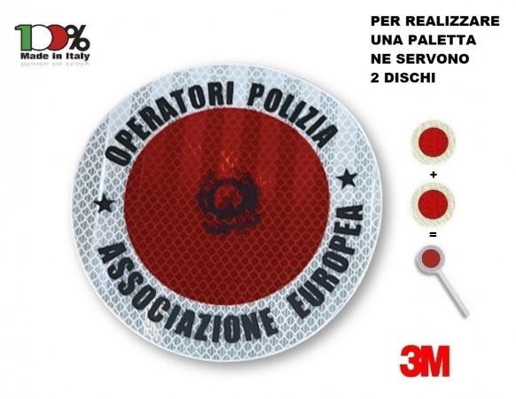 Adesivo 3M Per Paletta Rosso A.E.O.P. Associazione Europea Operatori di Polizia Mod.2 Art.R-AEOP-VIV-2