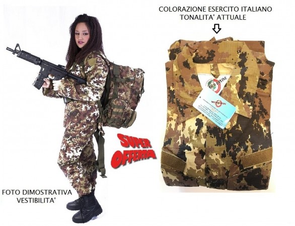 Mimetica Completa Giacca + Pantaloni Vegetata Esercito Italiano Aeronautica Militare Battaglione San Marco Marina NSD Rip-Stop OFFERTISSIMA Art. NSD-COMP-V