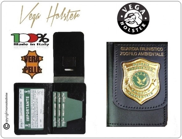 Portafoglio Portadocumenti con Placca Guardia Faunistica Zoofila Ambientale New Vega Holster Italia  Art. 1WD136