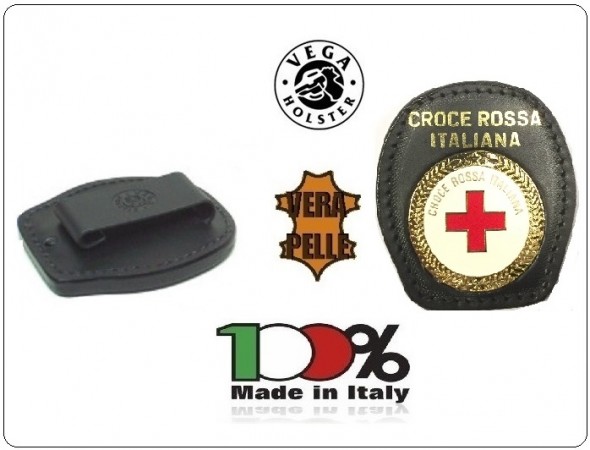 Placca Da Cintura in Cuoio con Placca Metallo Croce Rossa Italiana CRI Vega Holster Italia Art. 1WA08