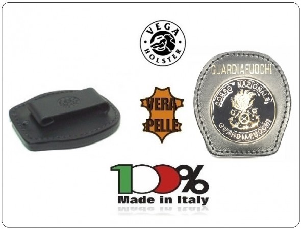 Placca Da Cintura in Cuoio con Placca Metallo Corpo Nazionale Guardiafuochi Guardia Fuochi Vega Holster Italia Art. 1WA121