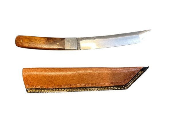 Coltello Artigianale con Fodero Cuoio Lama Fissa Tanto Maru 22.50 cm Caccia Escursioni Alpinismo Idea Regalo Art. COL10B
