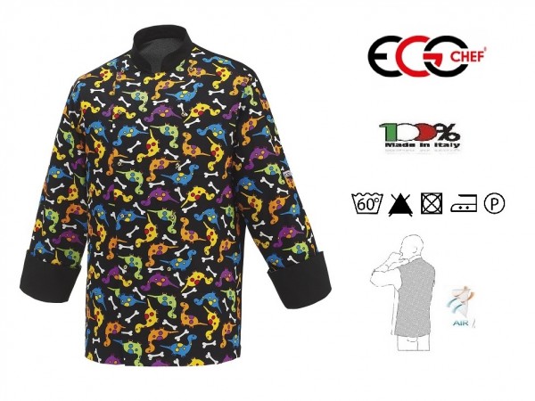 Giacca Cuoco Chef Black Confort Air BLACK Personalizzabile con Nome DINO Ego Chef Kochjacke куртка ジャケッ Art. 2027133A