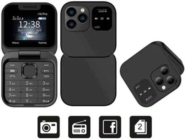 Mini Telefono Cellulare Flip con radio FM, Magic Voice, Blacklist, chiamata rapida, vibrazione, 2 schede SIM, display piccolo, telefono cellulare pieghevole Nero Art. AB-SJ149