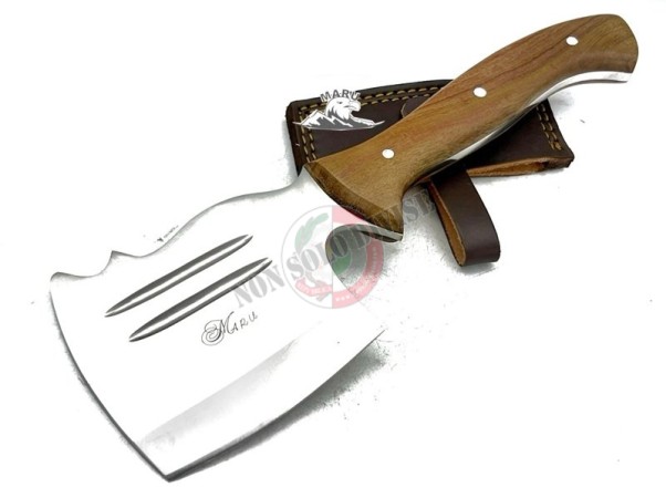 Mannaia per Macellaio Artigianale con Fodero Cuoco Manico Legno cm 27.50 MEDIA Art. MARU-03