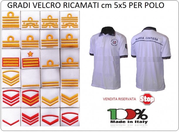 Grado a Velcro Fondo Bianco per Polo Marina Guardia Costiera Capitaneria di Porto SOLO DA NOI Art.GC-GRADO