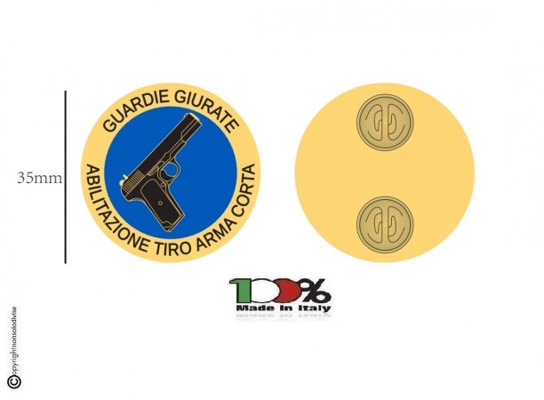 Spilla Distintivo Pendif Guardie Giurate Abilitazione Tiro Arma Corta MODELLO NUOVO Art. OX-GG-AT