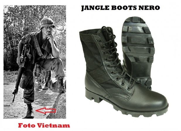 Anfibi Jungle Boots Pelle Cordura Neri Modello Vietnam Cambogia Corea  Art. 12826002