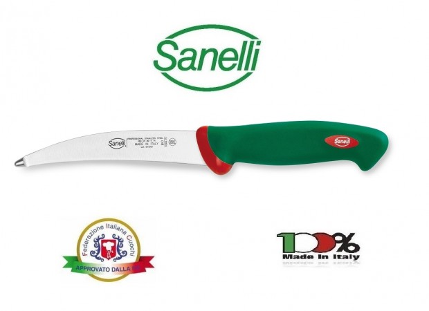 Linea Premana Professional Knife Coltello Sventrare Curvo cm 15 Sanelli Italia Cuochi Chef Approvato dalla F.I.C. Federazione Italiana Cuochi Art. 104615