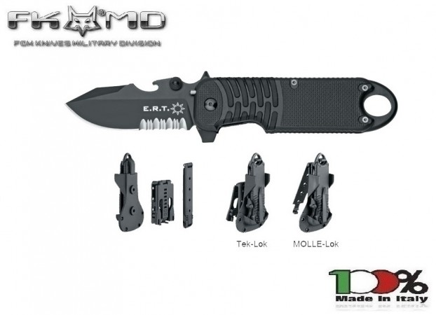 Coltello Emergenza FOX E.R.T. RESCUE KNIFE BLACK CLIP POINT SERRATED BLADE FX213TS FX 213TS FX-213 TS Art. FX-213TS