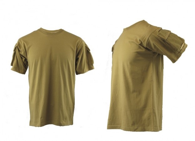 T-shirt Maglietta US  Manica Corta Coyote Tan  con Tasche Manica MFH Art. 00121R